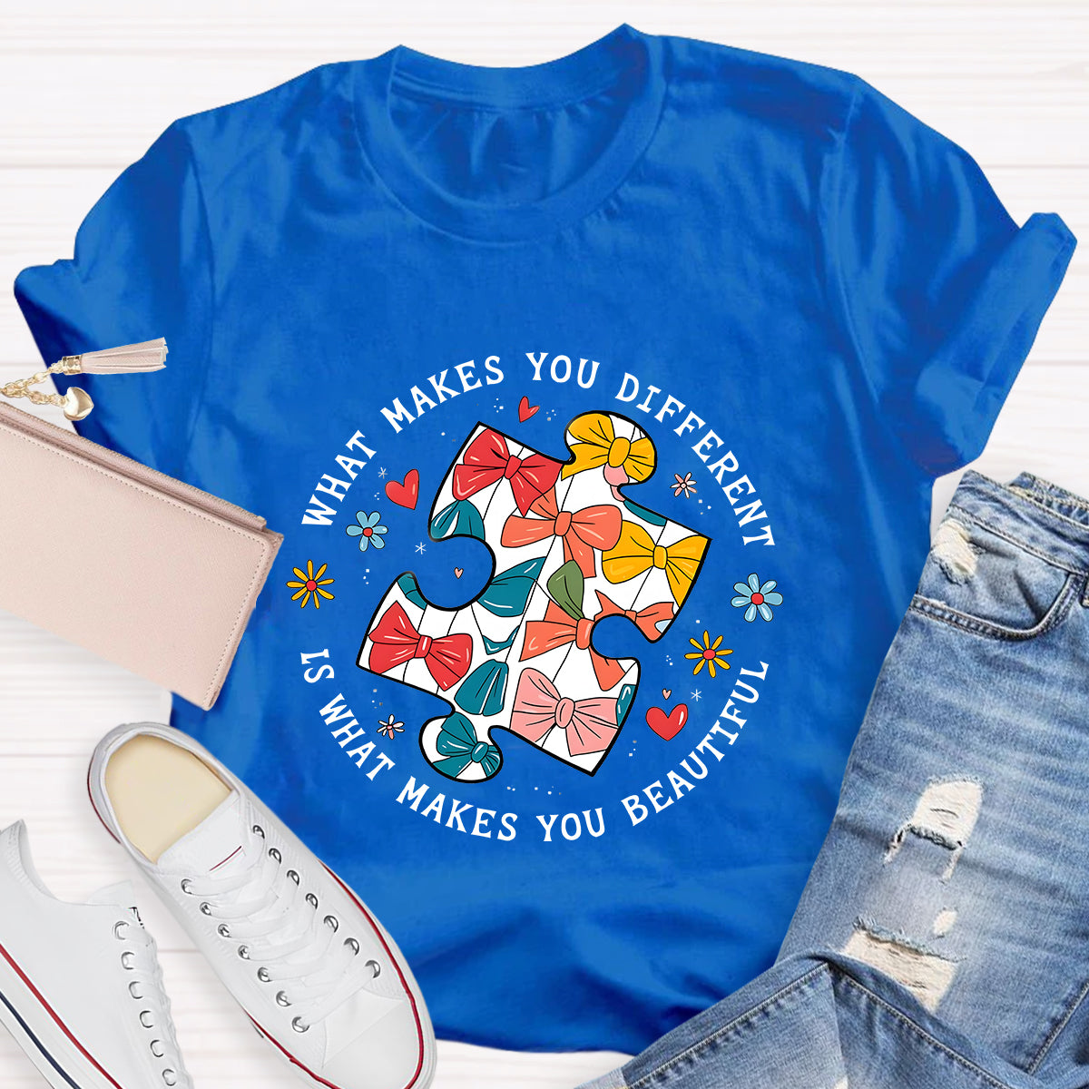 What Makes You Different Is What Make You Beautiful Bow Puzzle T-Shirt