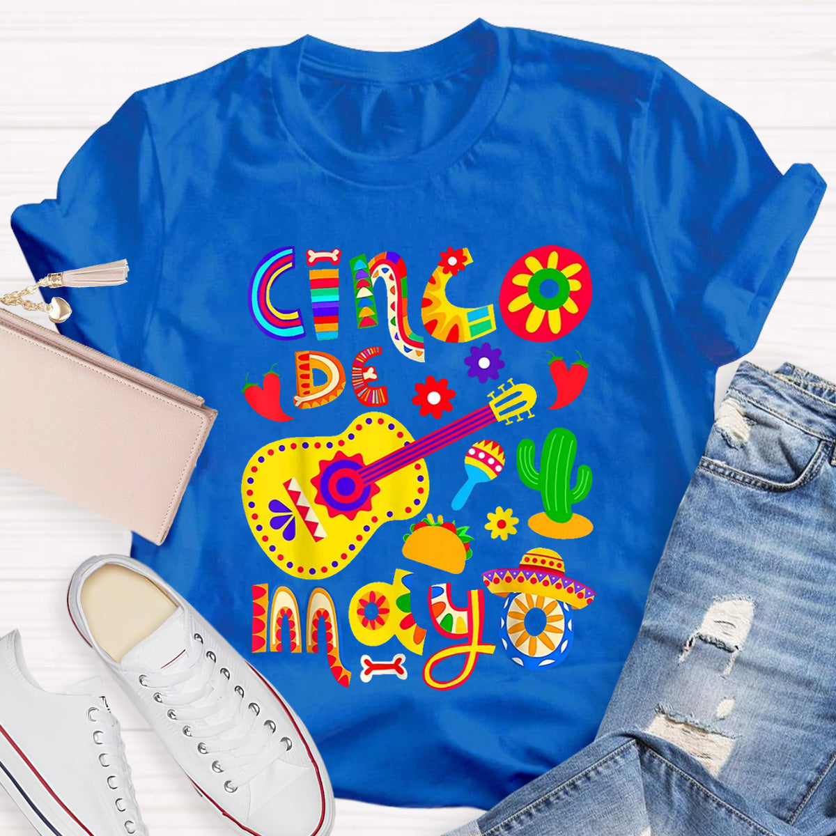 Cinco De Mayo Flower Teacher T-Shirt