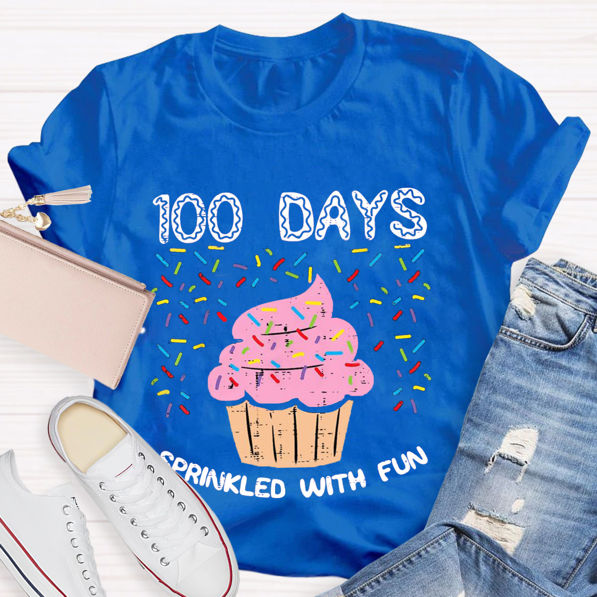 100 Days Sprinkled With Fun Cupcake Teacher T-Shirt