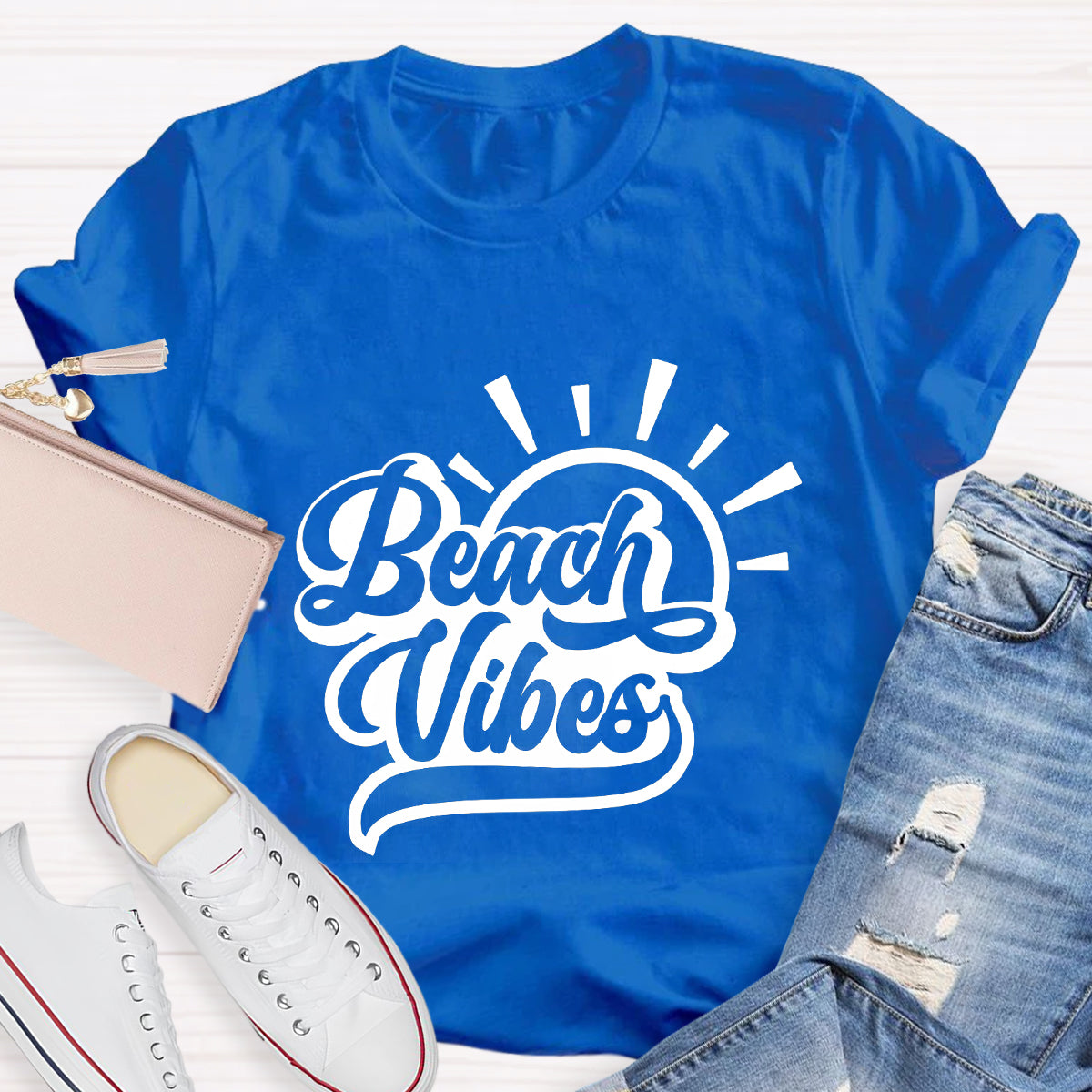 Beach Vibes Summer Break Teacher T-Shirt