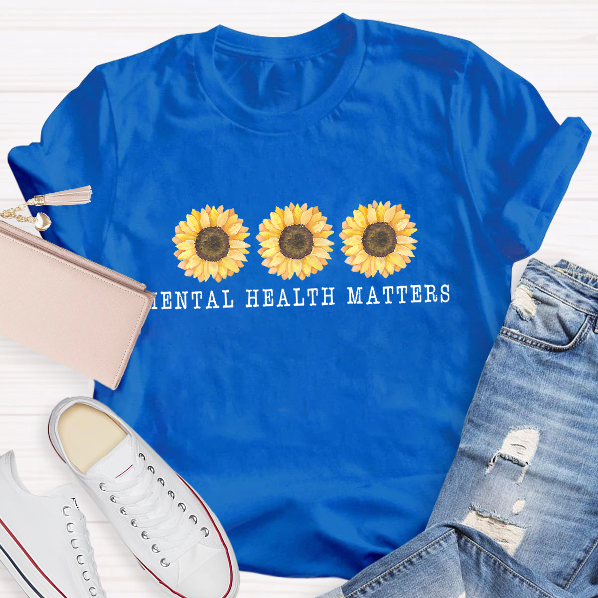 Mental Health Matters Sunflower Teacher T-Shirt
