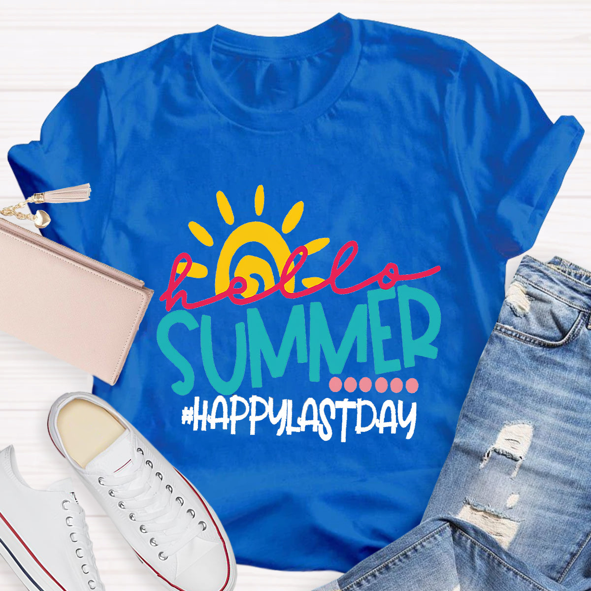 Hello Summer Teacher Graphic Tee Shirt