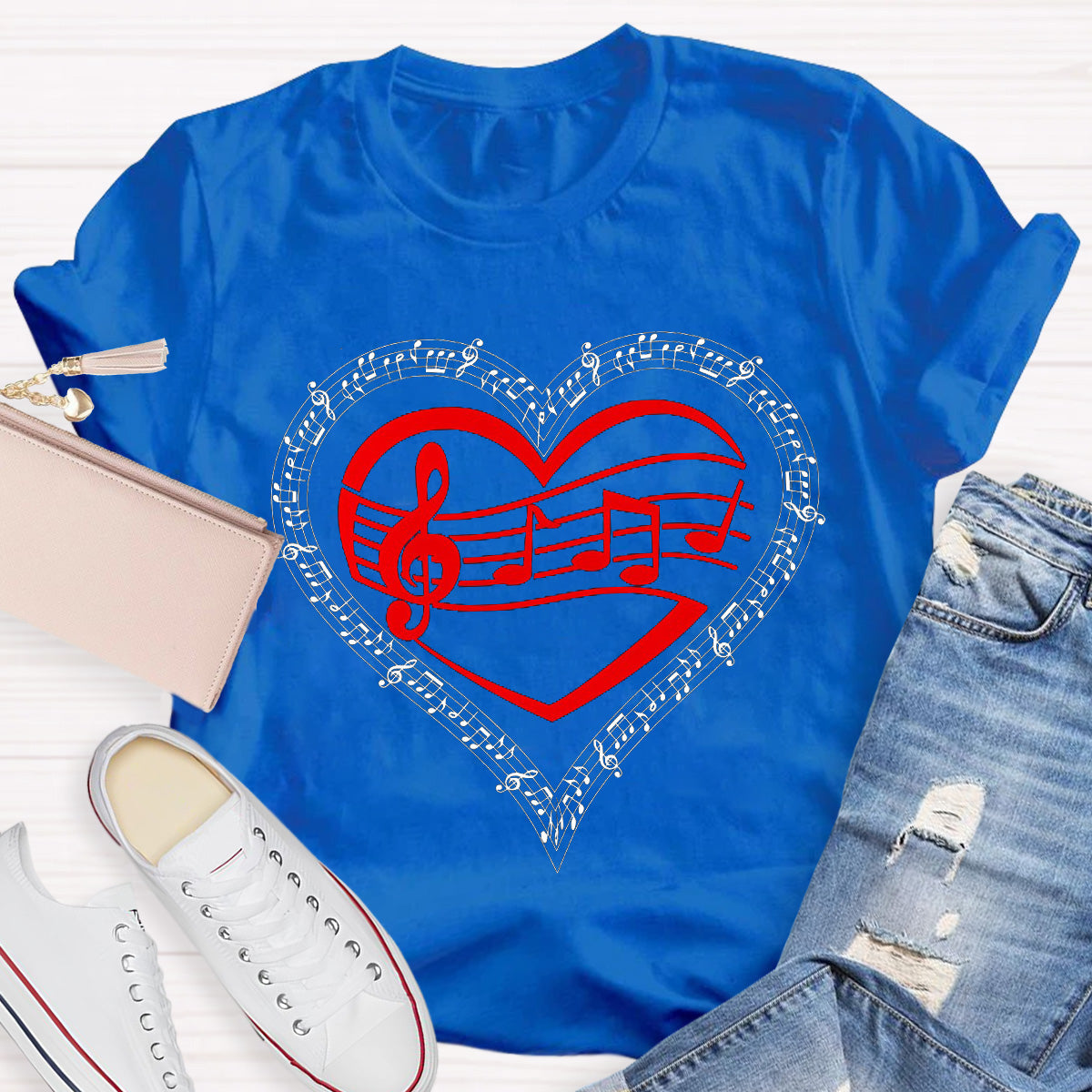 Red Heart Music Teacher T-Shirt