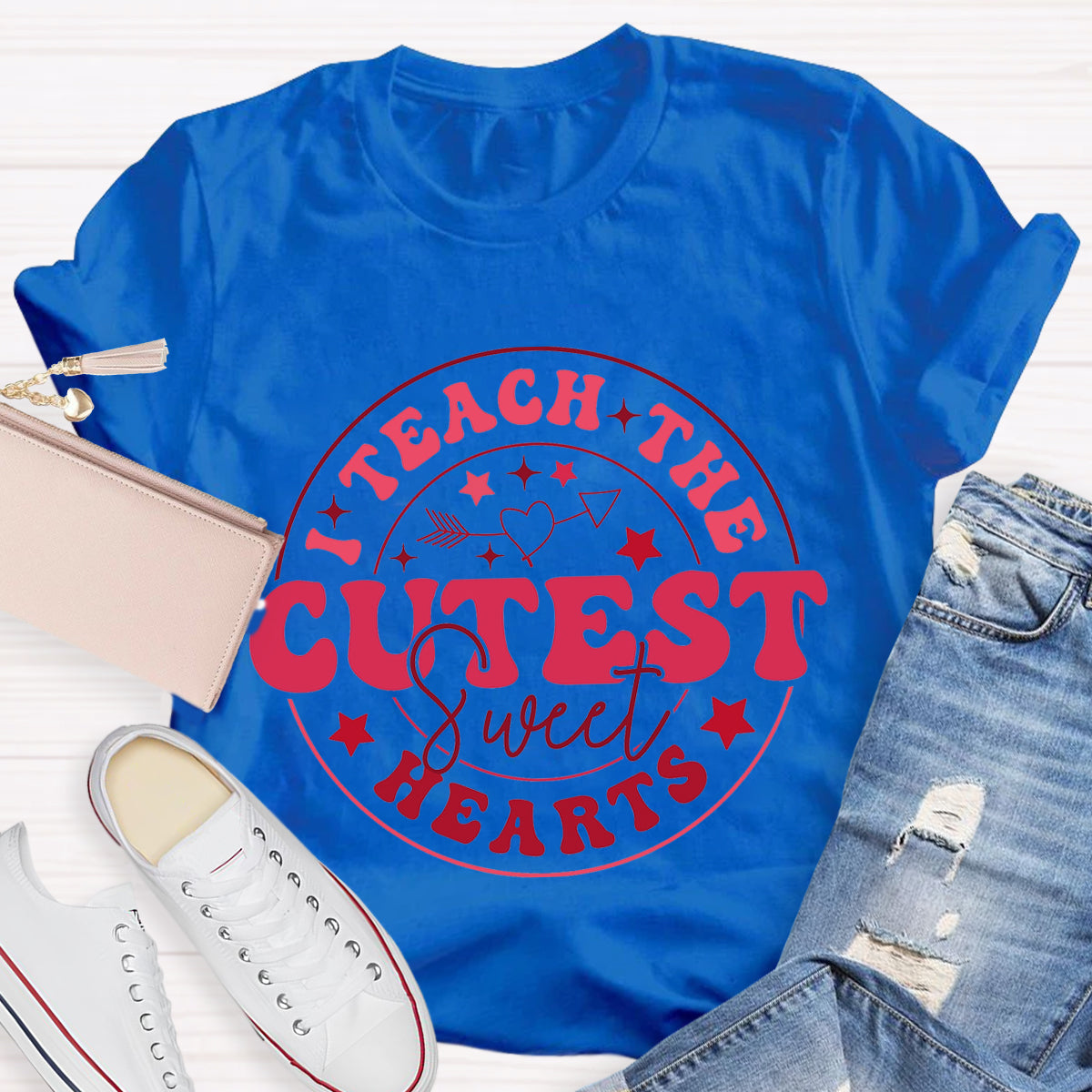 I Teach The Cutest Sweat Heart Teacher T-Shirt
