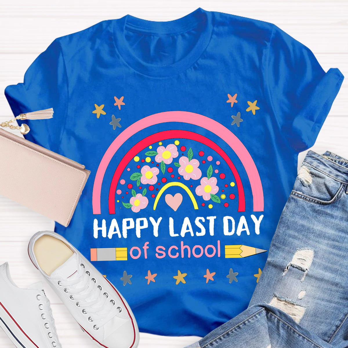 Happy Last Day Of School Flower Teacher T-Shirt