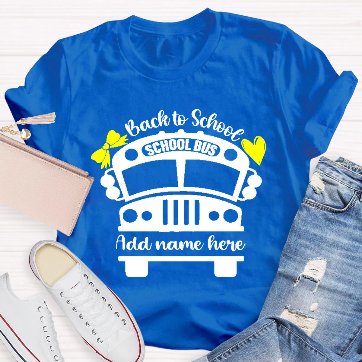 Personalized Name Back To School Shool Bus T-Shirt