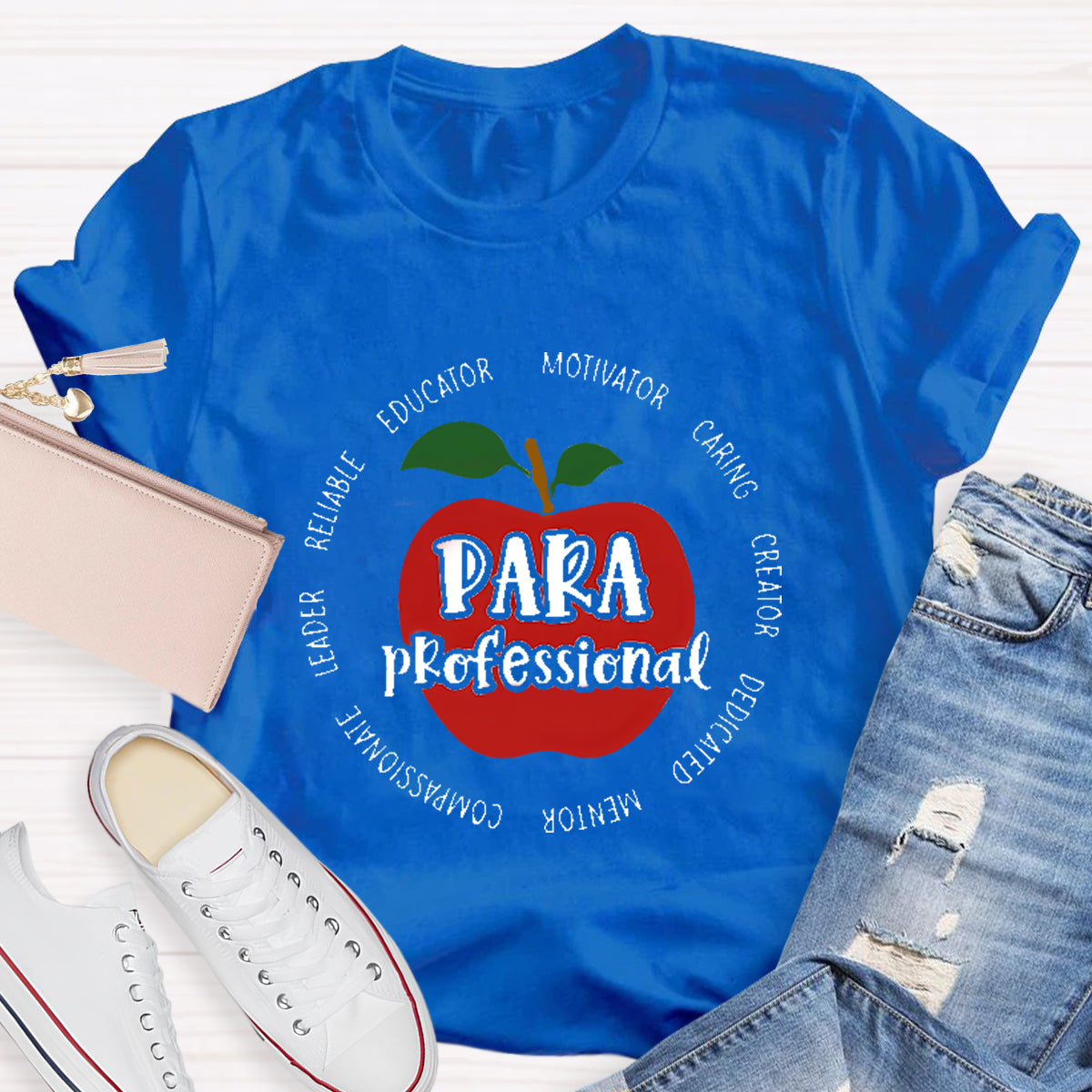 Para Paraprofessional Educator Motivator Red Apple Teacher T-Shirt