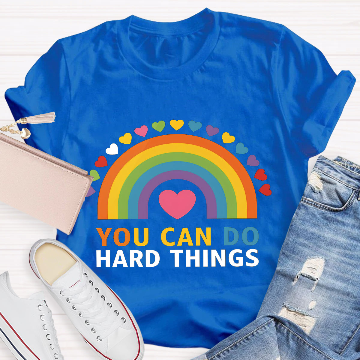 You Can Do Hard things Rainbow Teacher T-Shirt