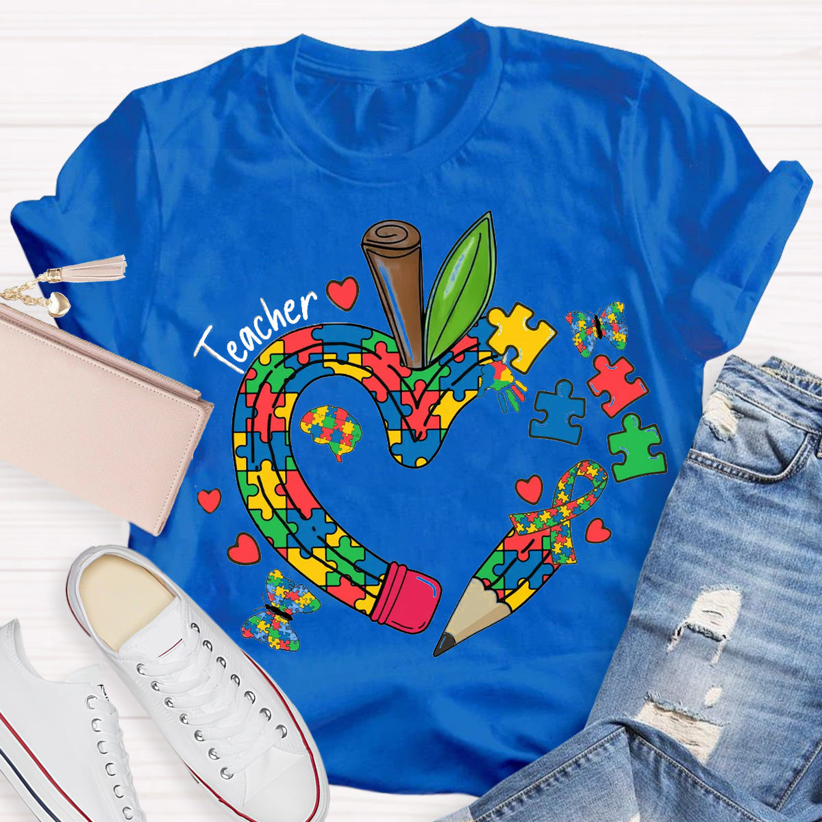 Teacher Apple Pencil Teacher T-Shirt