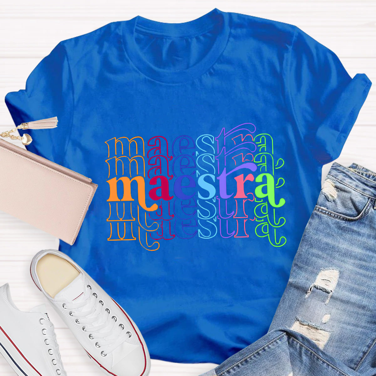Maestra Colorful Letters Teacher T-Shirt