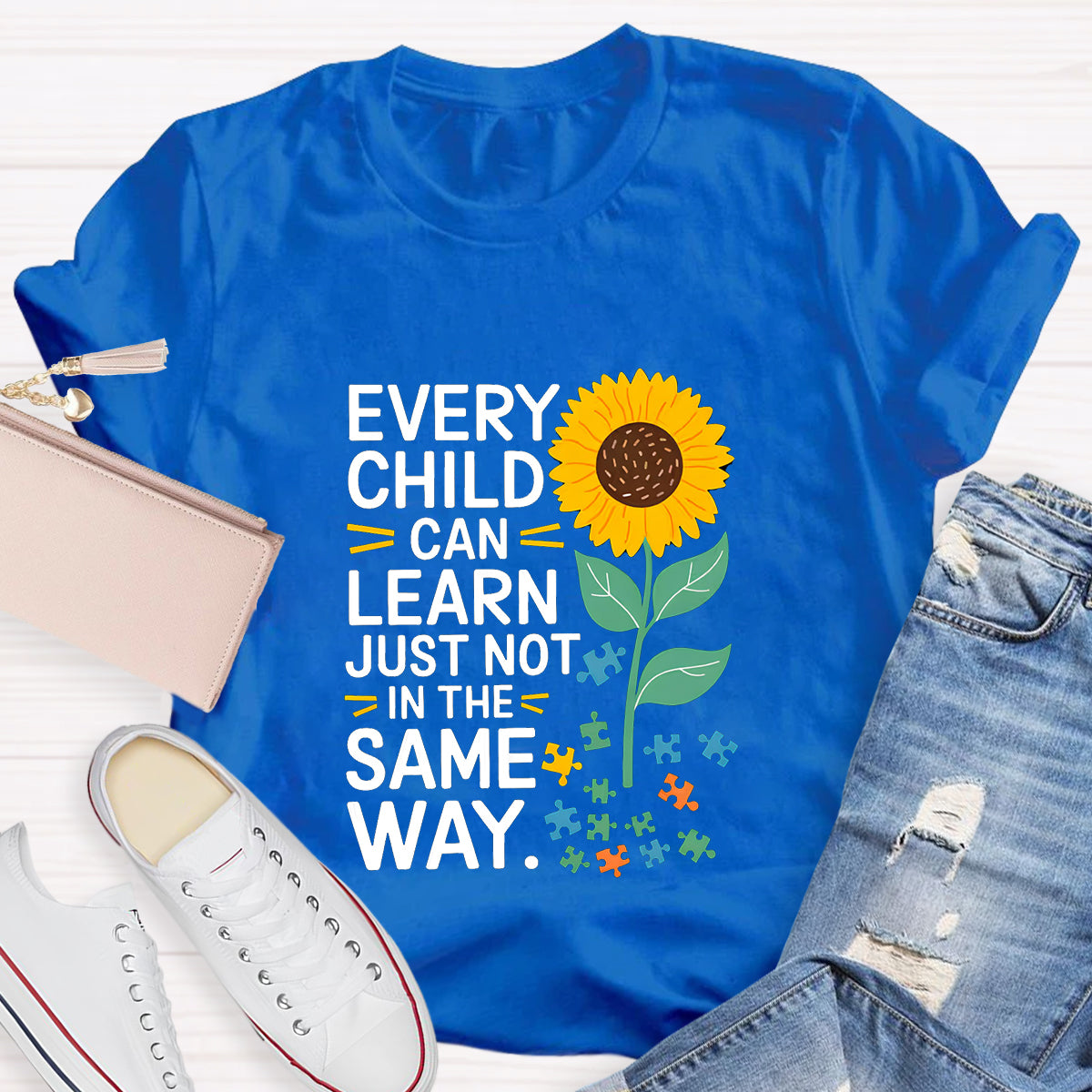 Every Child Can Learn Just Not In The Same Way Sunflower T-Shirt