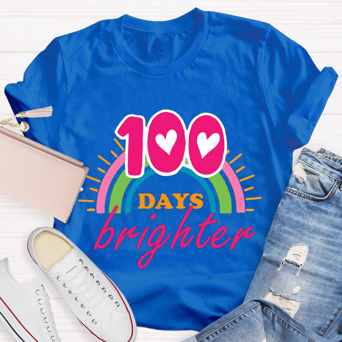 100 Days Brighter Pink Heart T-Shirt