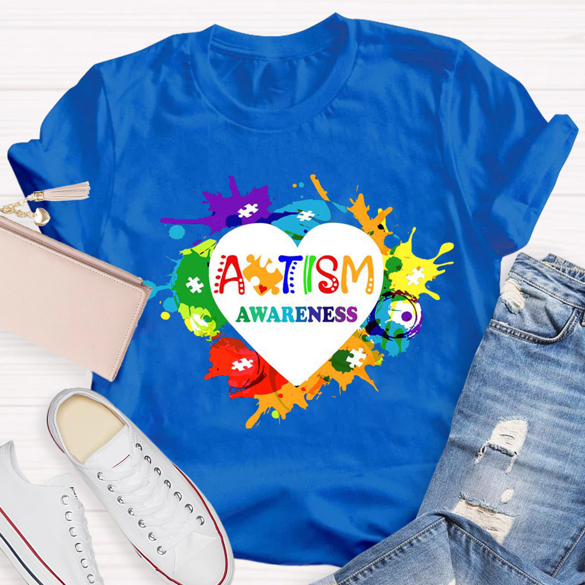 Awareness Colorful Teacher T-Shirt
