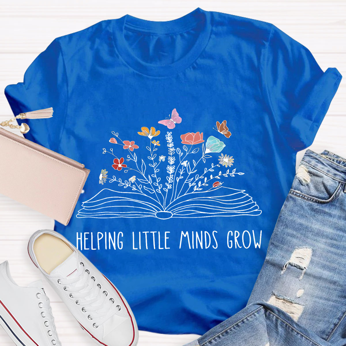 Helping Little Minds Grow Floral Book T-Shirt
