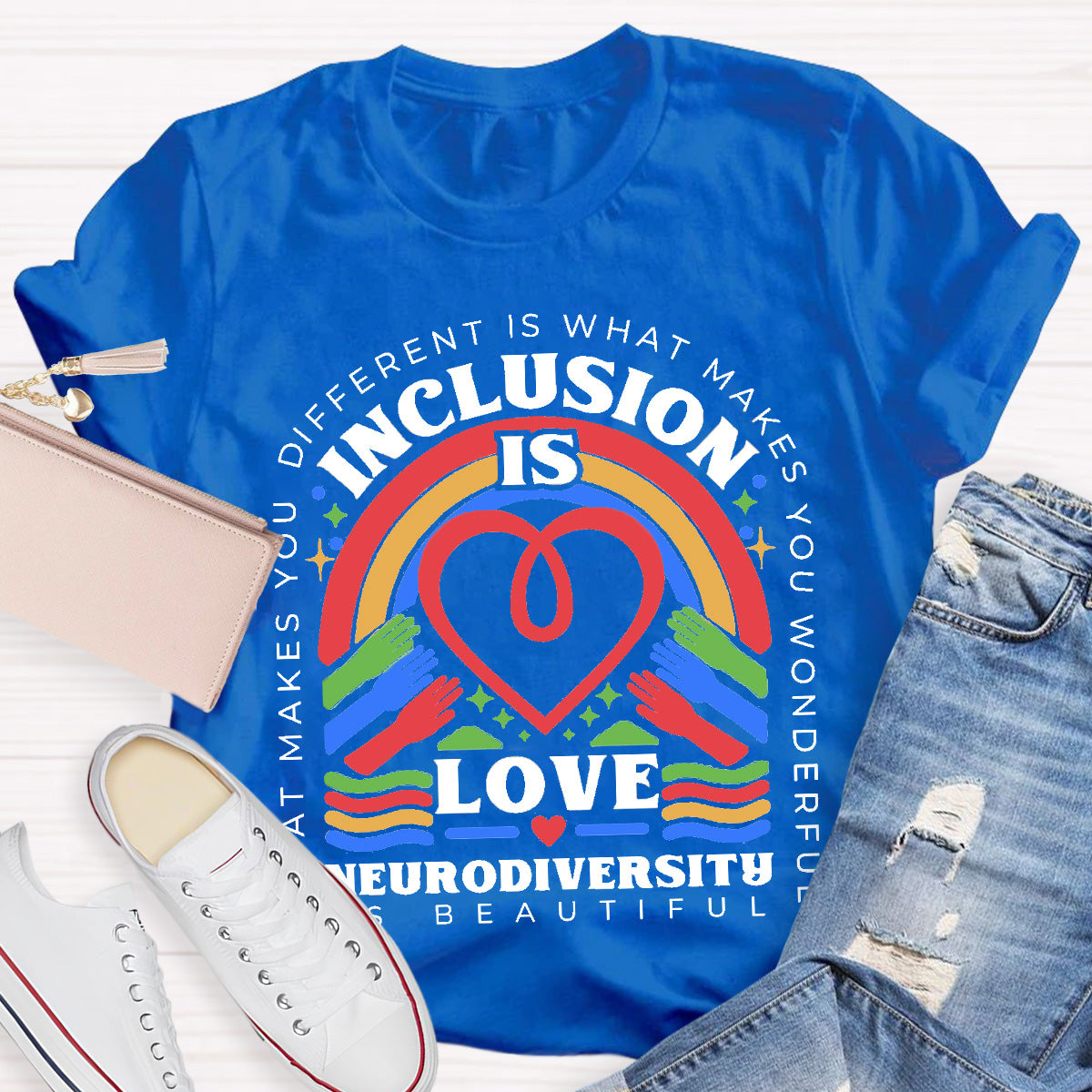 Inclusion Is Love Neurodiversity Teacher T-Shirt