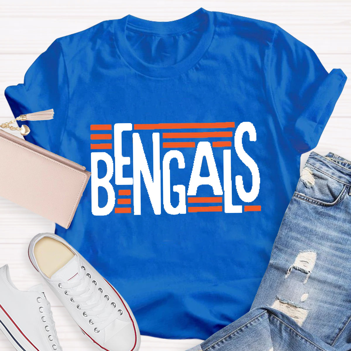 Personalized Mascot Bengals Black Letters  Teacher T-Shirt