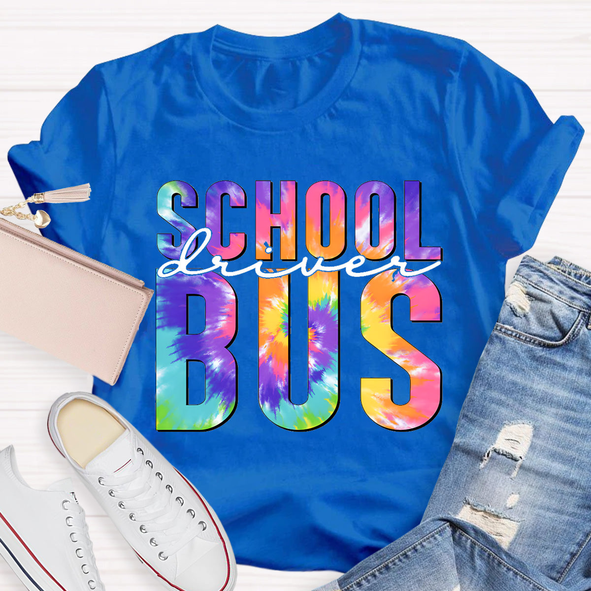Colorful Printed School Bus Driver T-Shirt