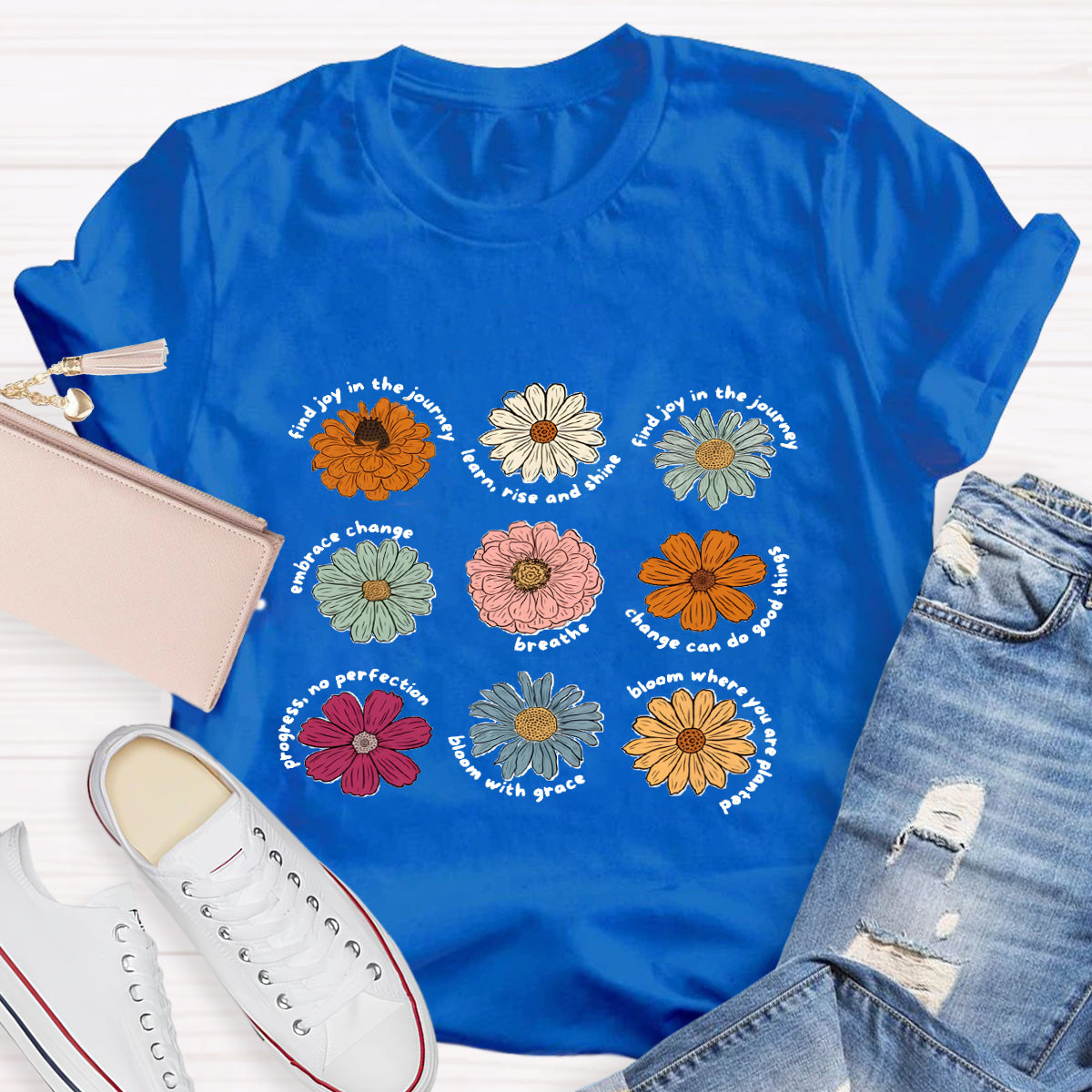 Find Joy In The Journey Learn Rise And Shine Floral T-Shirt