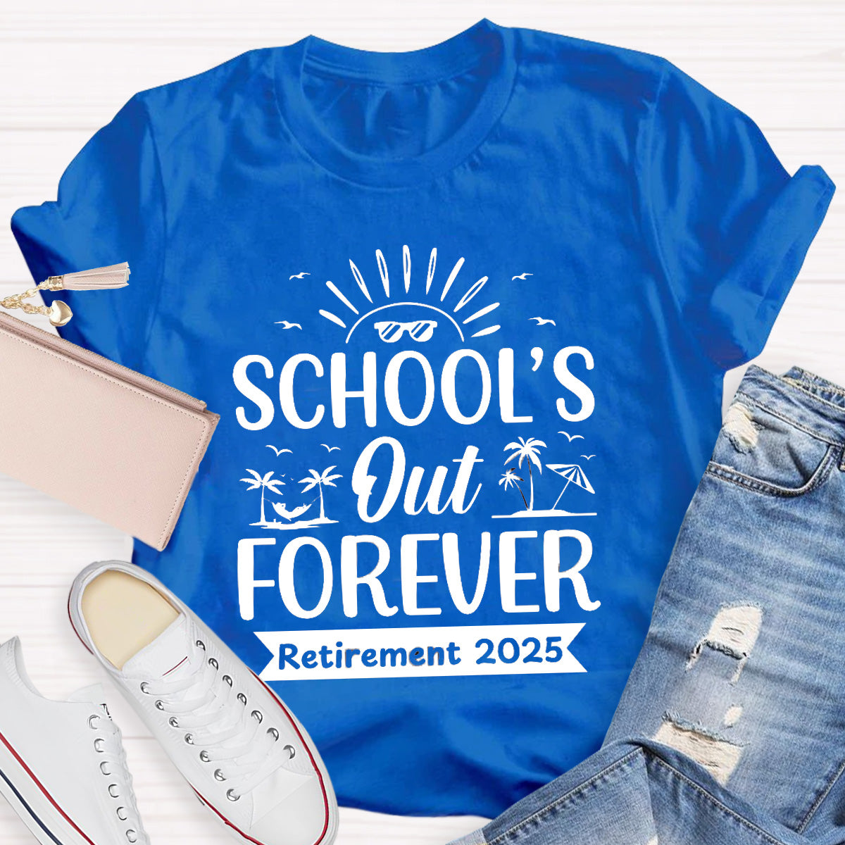 Personalize Retirement Time School's Out Forever Teacher T-Shirt