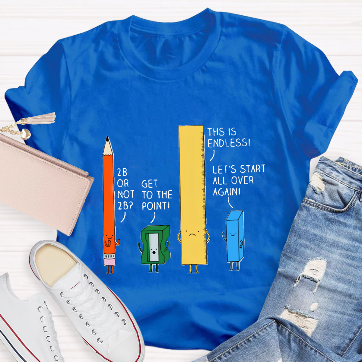 Cute Confused Pencil Pun Teacher T-Shirt