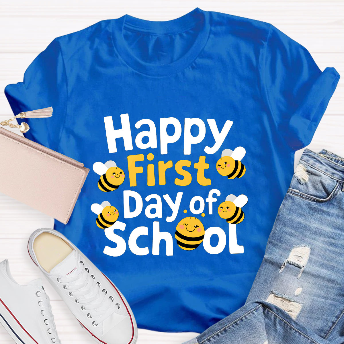 Happy First Day Of School Funny Bee Teacher T-Shirt