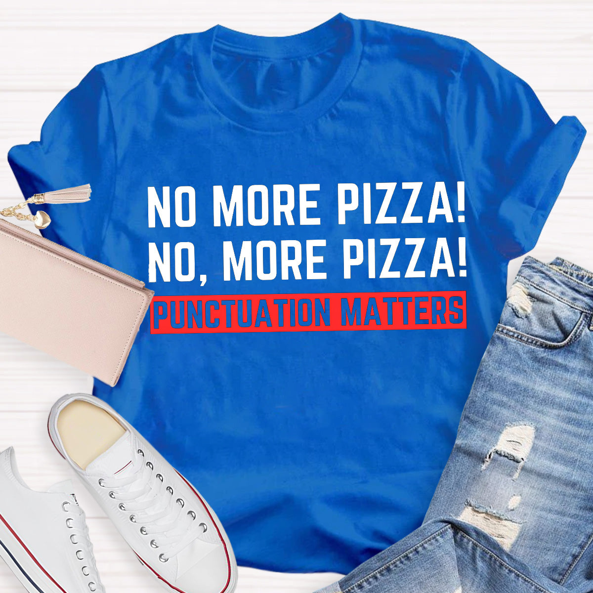 No More Pizza Red Slogan Teacher T-Shirt