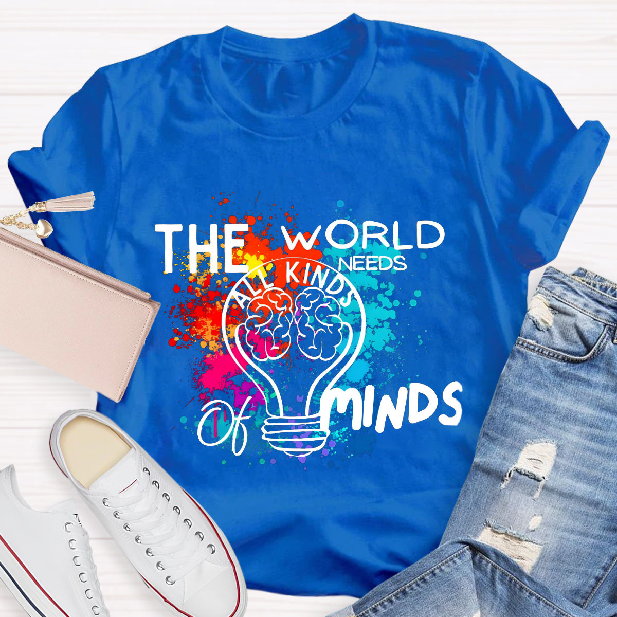 The World Needs All Kinds Of Minds Colorful Brain T-Shirt