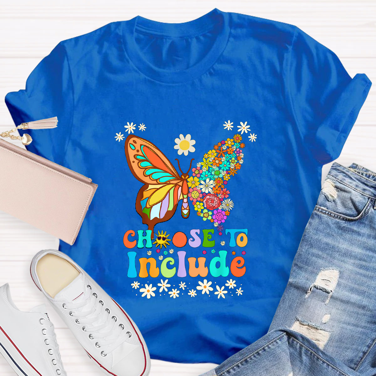 Choose To Include Floral Butterfly Teacher T-Shirt