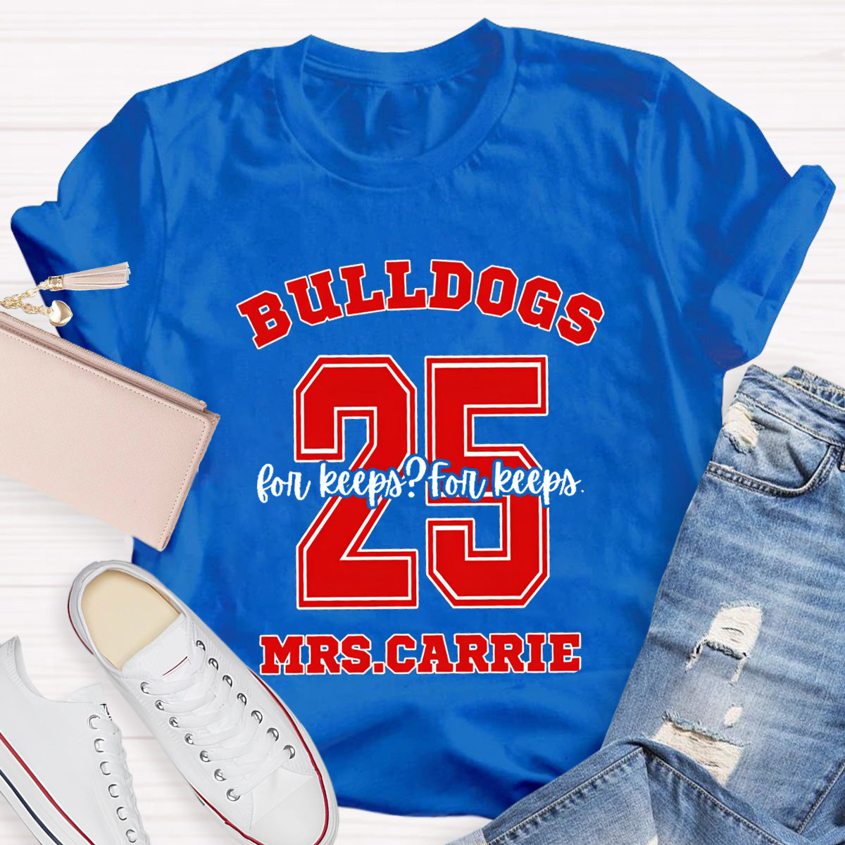 Personalized Name Mascot And Number Teacher T-Shirt