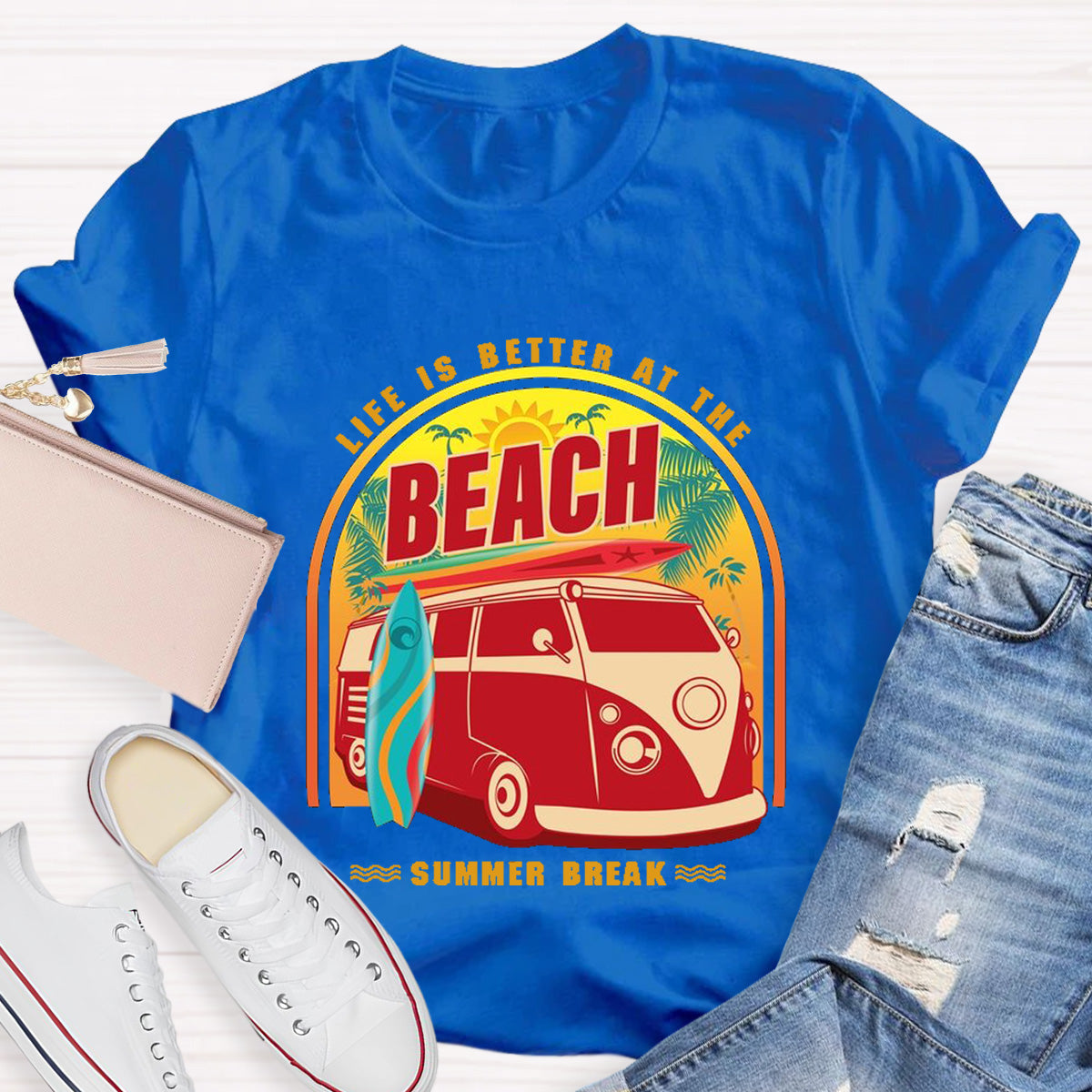 Life Is Better At The Beach Teacher T-Shirt
