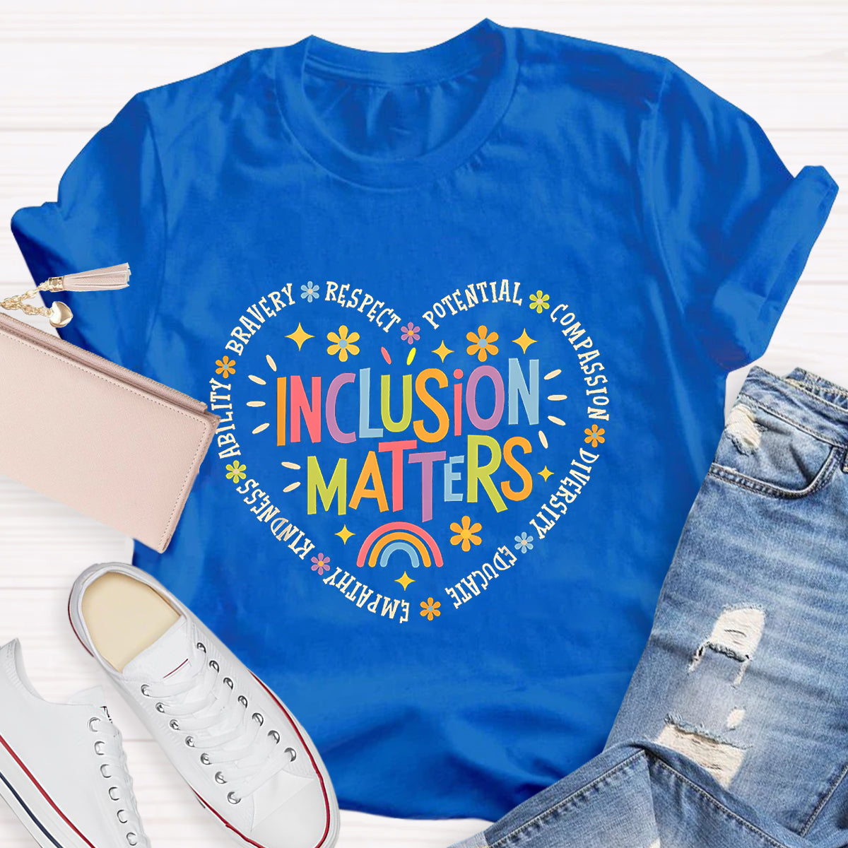 Inclusion Matters Heart Teacher T-Shirt