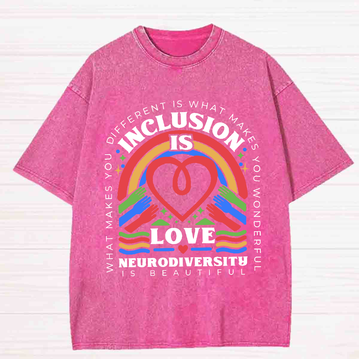 Inclusion Is Love Neurodiversity Washed T-shirt