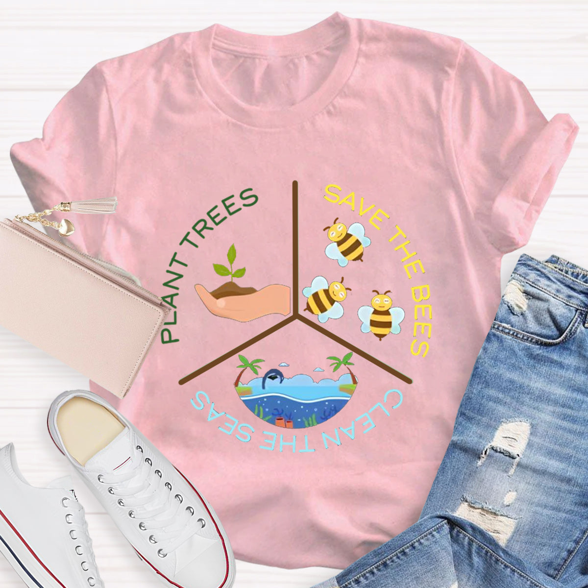 Save The Bees Plant Trees Teacher T-Shirt