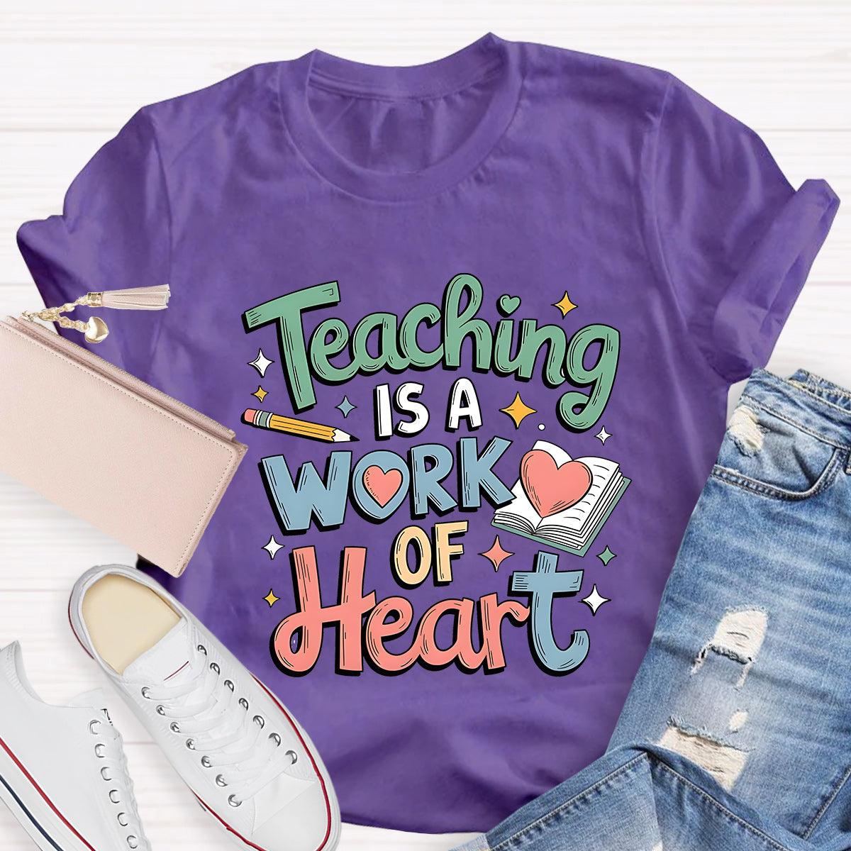 Teaching Is A  Work Of Heart Teacher T-Shirt