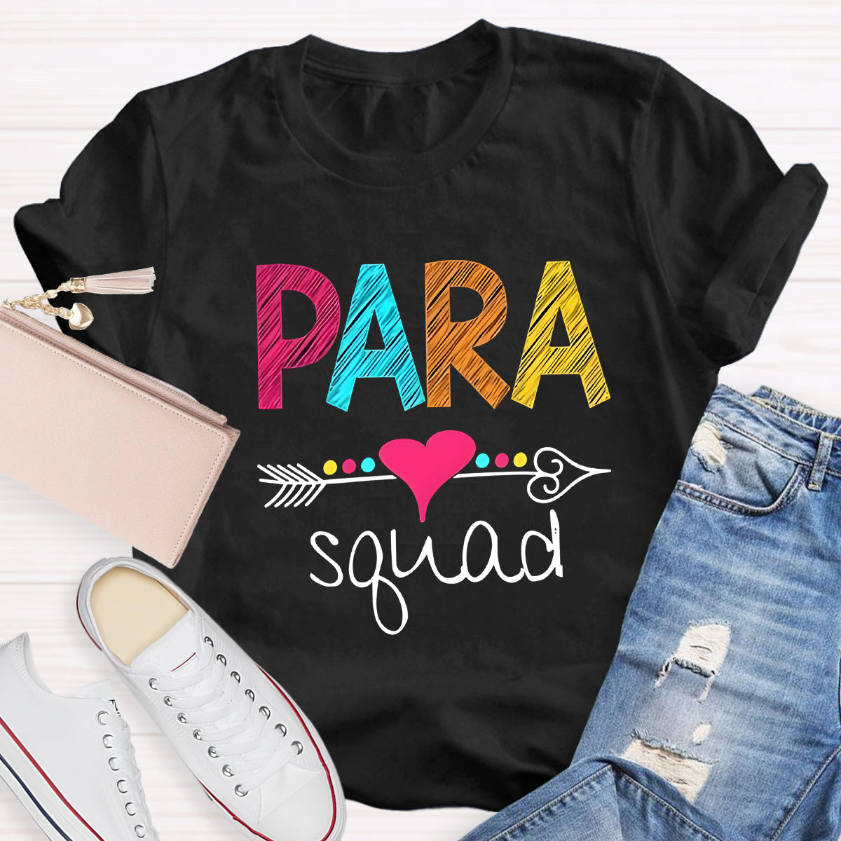 Para Squad Pink Heart Teacher T-Shirt