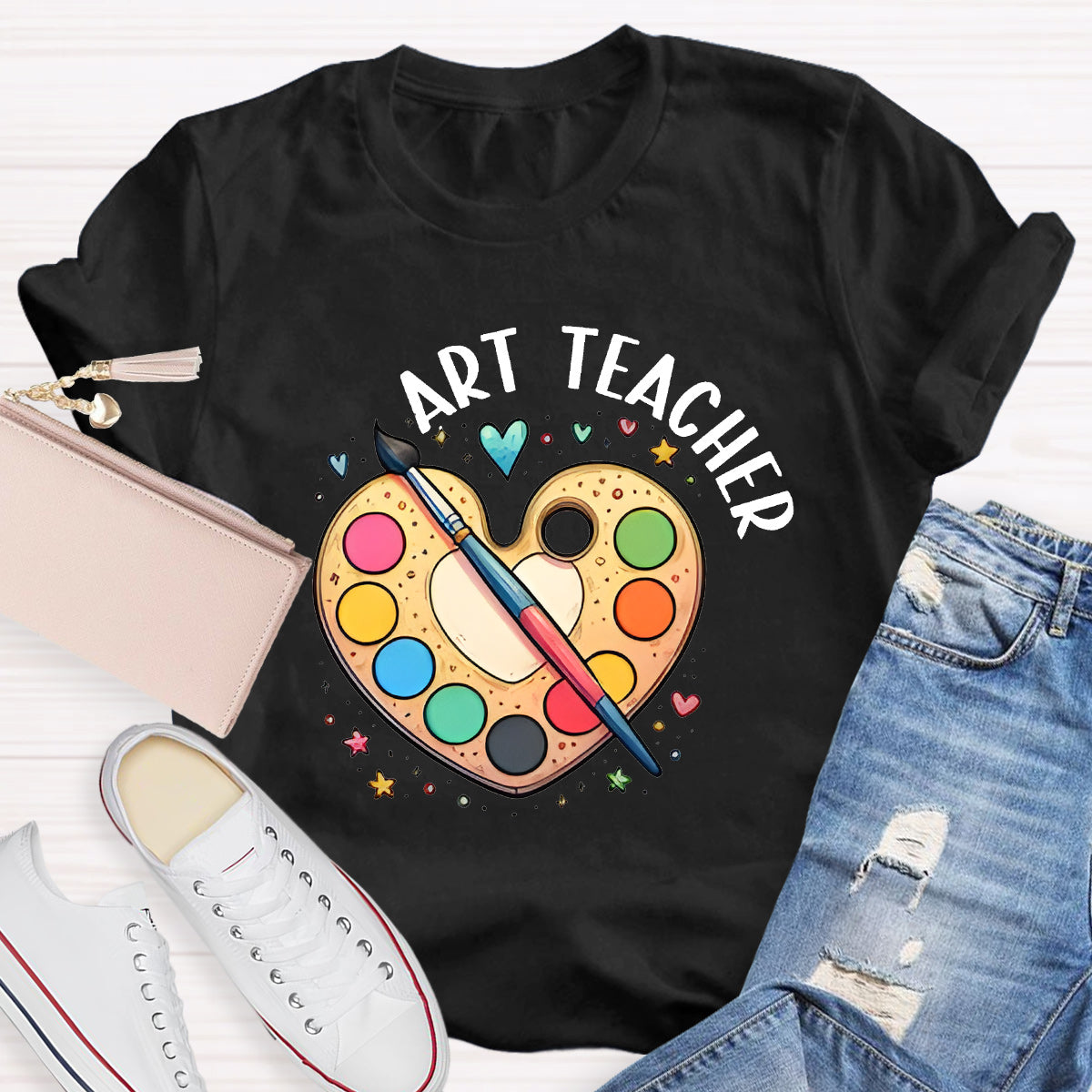 Art Teacher Heart Teacher T-Shirt