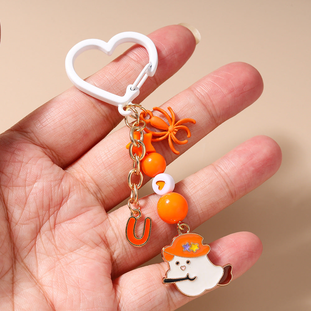 Halloween Letter Spider Eye Cake Ghost Keychain