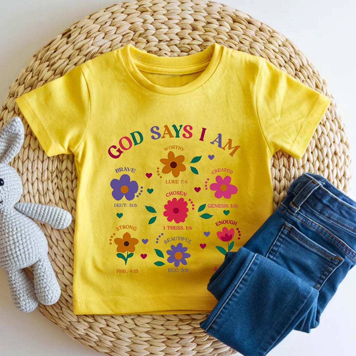 God Says I Am Brave Strong Worthy Chosen Beautifully Created Enough Toddler T-shirts