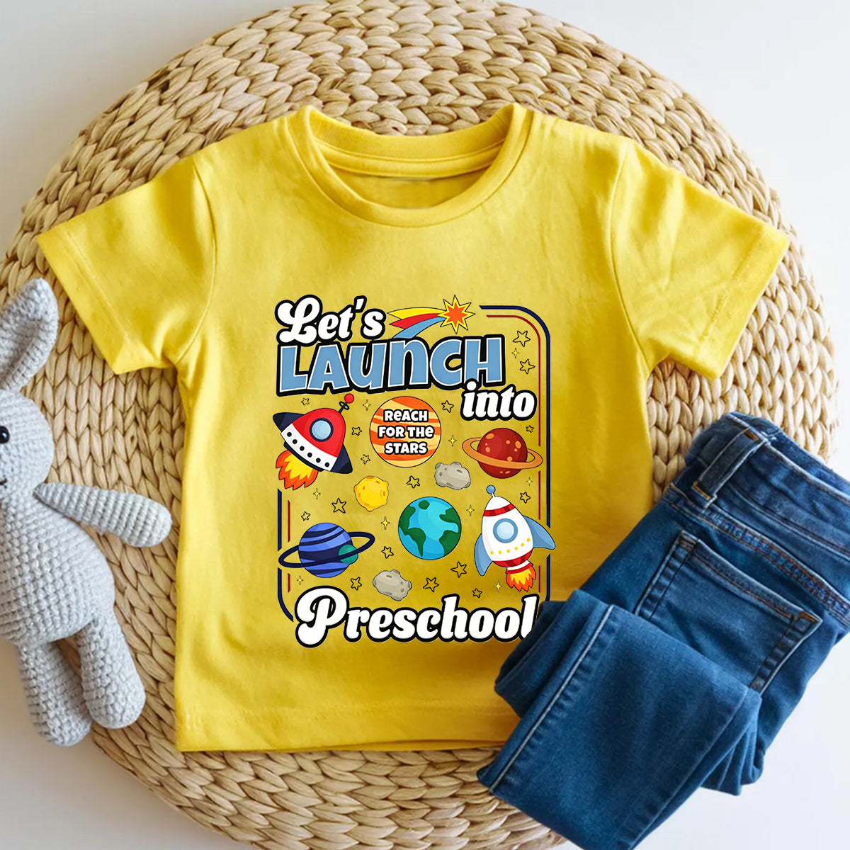 Personalized Grade Let'S Launch Into Preschool Toddler T-shirts
