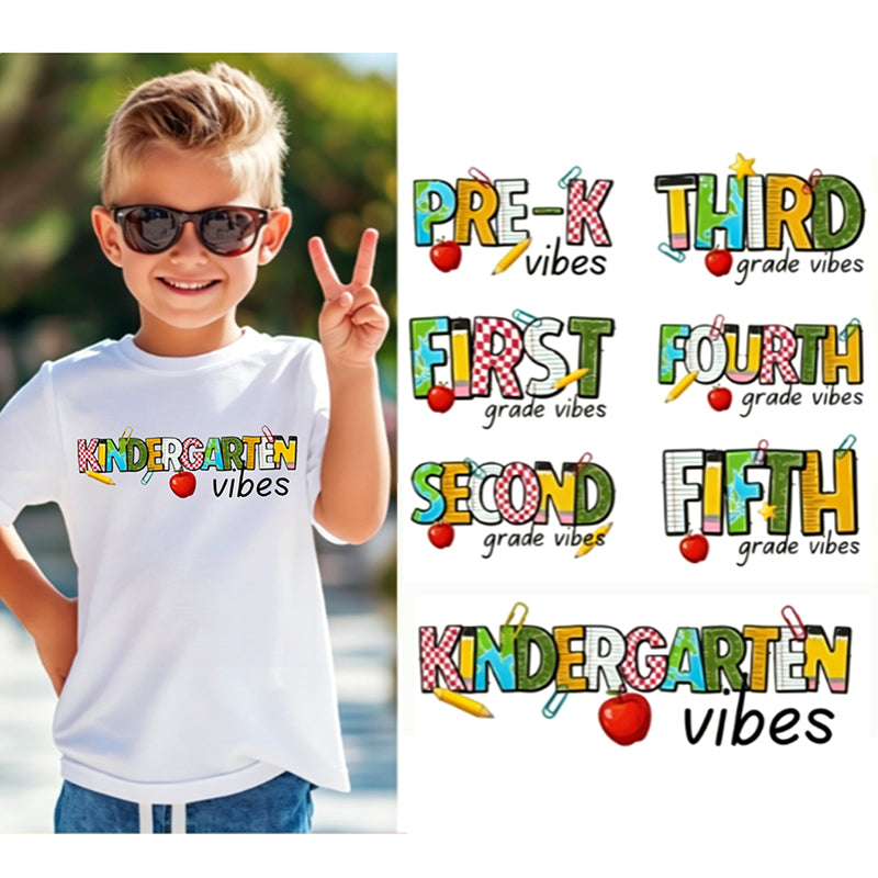 Personalized Grade Kindergarten Vibes Apple Pencil Toddler T-shirts