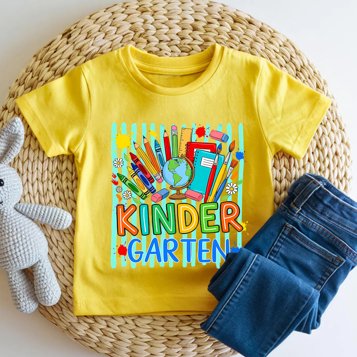 Personalized Grade Colorful School Supply Kindergarten Toddler T-shirts