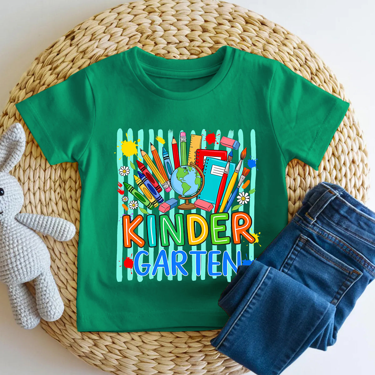 Personalized Grade Colorful School Supply Kindergarten Toddler T-shirts