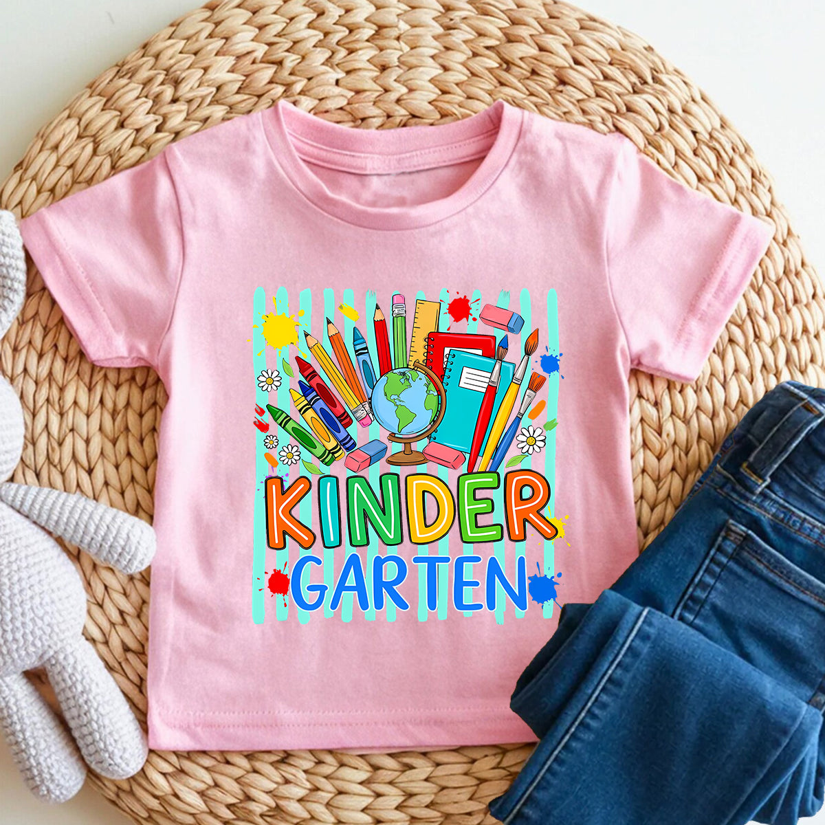 Personalized Grade Colorful School Supply Kindergarten Toddler T-shirts