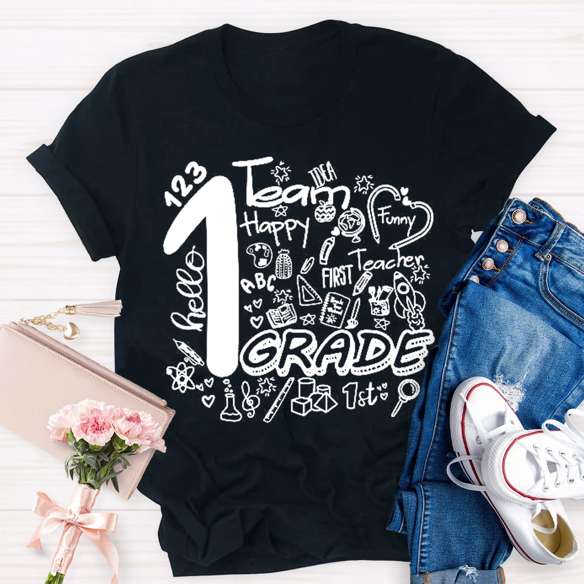 Personalized Grade Hello Team First Grade T-shirt