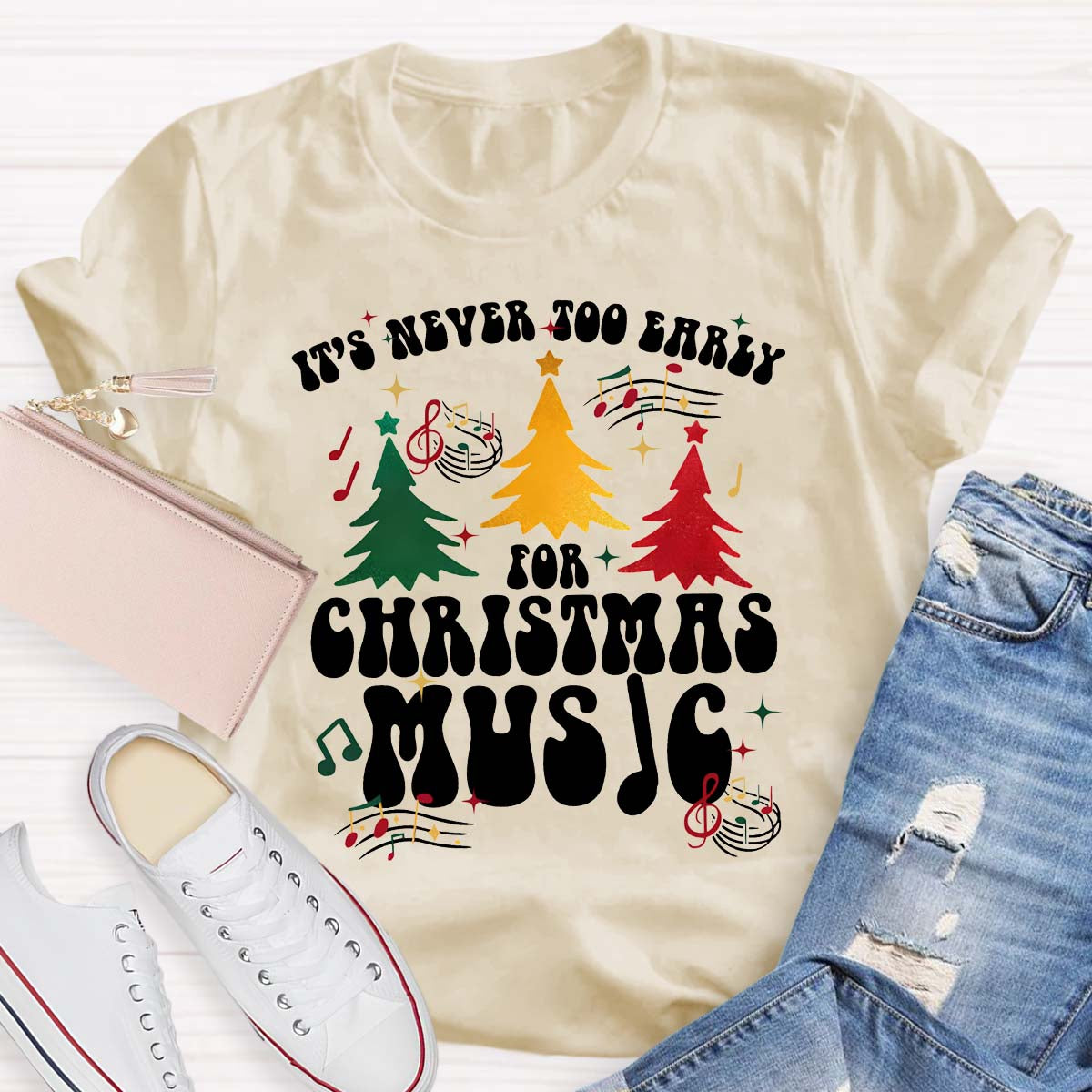 It'S Never To Early For Christmas Music Christmas Tree T-shirt