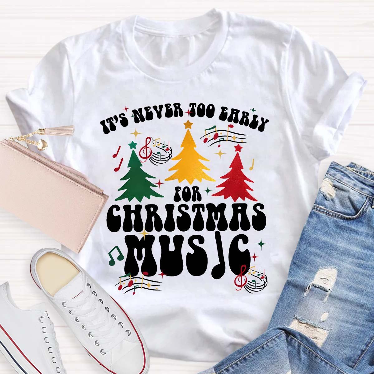 It'S Never To Early For Christmas Music Christmas Tree T-shirt