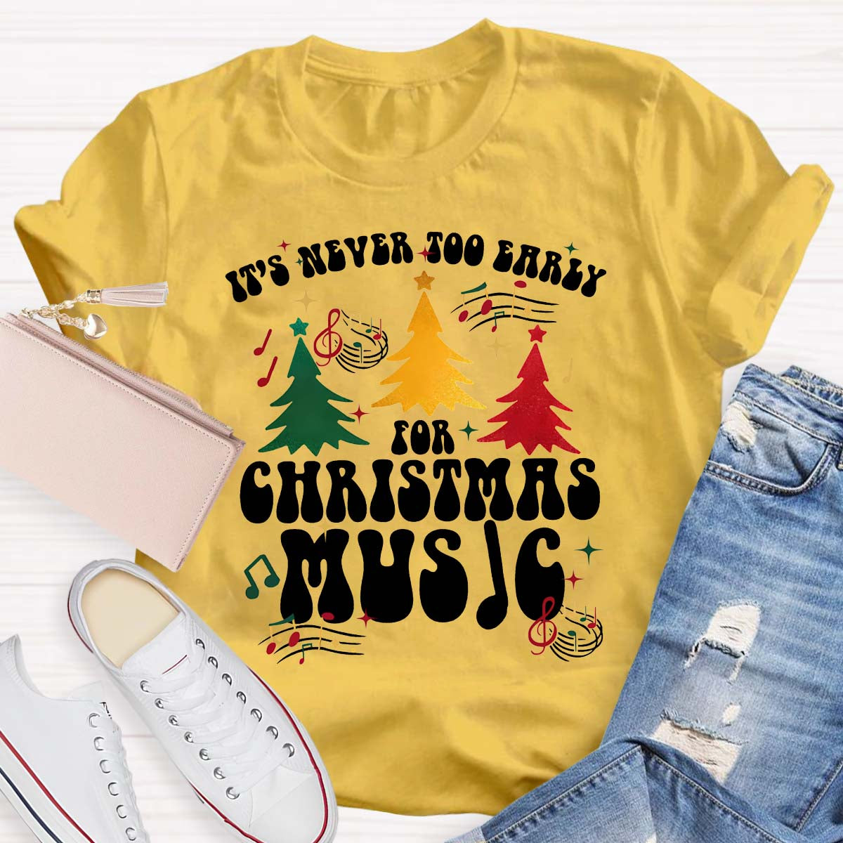 It'S Never To Early For Christmas Music Christmas Tree T-shirt