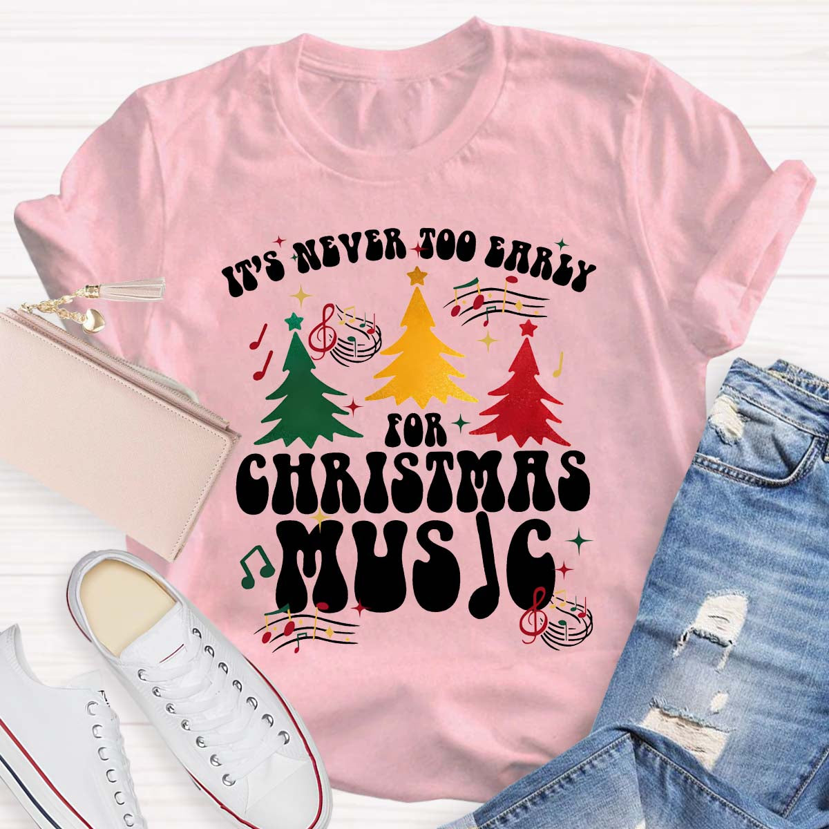 It'S Never To Early For Christmas Music Christmas Tree T-shirt