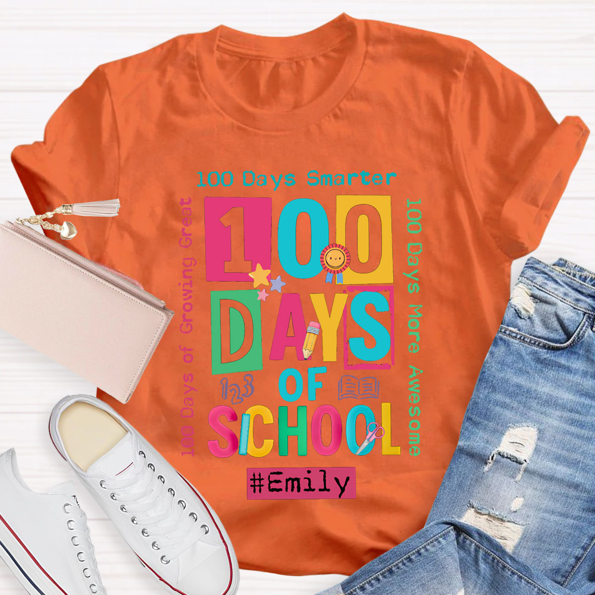 Personalized Name 100 Days Of School Smarter T-shirt