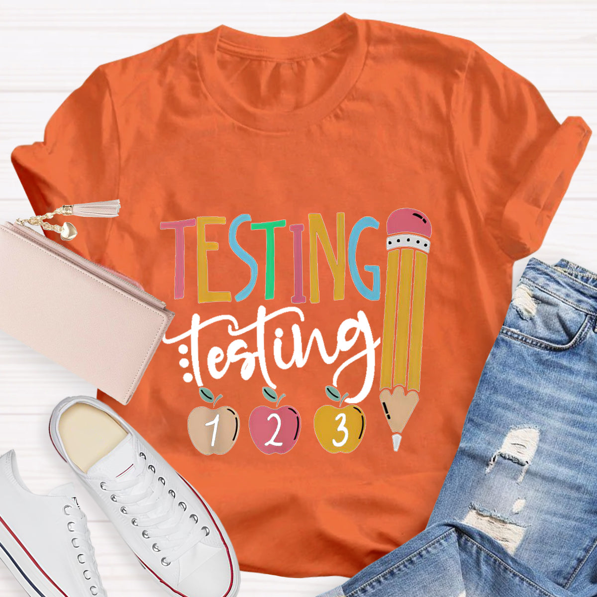 Testing Testing Pencil Teacher T-Shirt